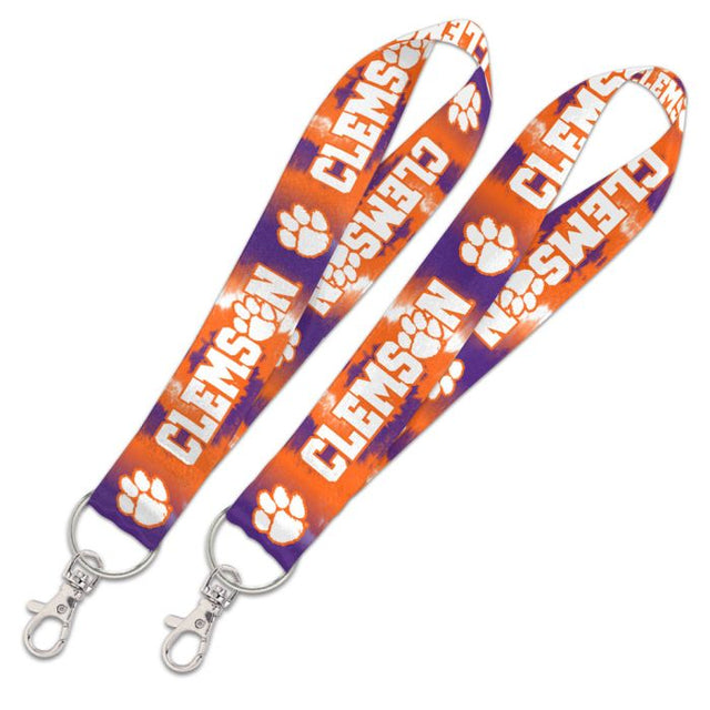 Correa para llaves con estampado TIE DYE de Clemson Tigers de 1"