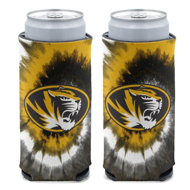 Enfriador de latas delgado de 12 oz con teñido anudado de los Missouri Tigers