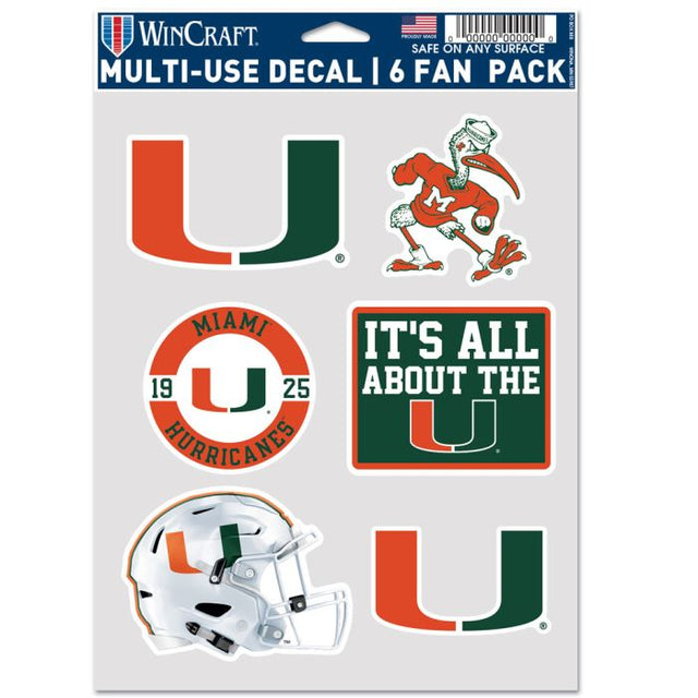 Miami Hurricanes FOOTBALL Multi Use 6 Fan Pack