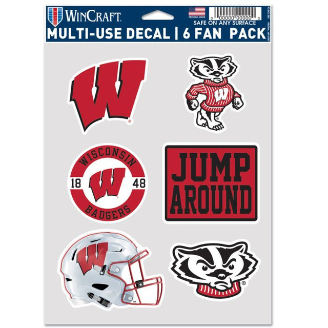 Paquete de 6 ventiladores multiusos de fútbol de Wisconsin Badgers