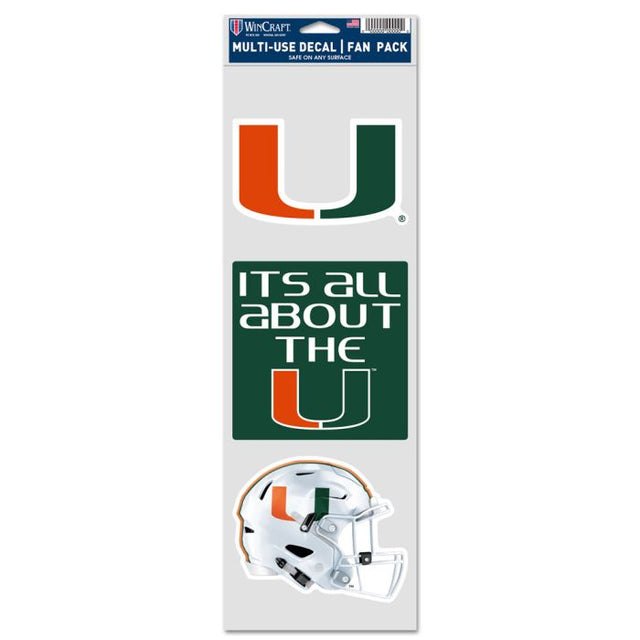 Miami Hurricanes FOOTBALL Fan Decals 3.75" x 12"