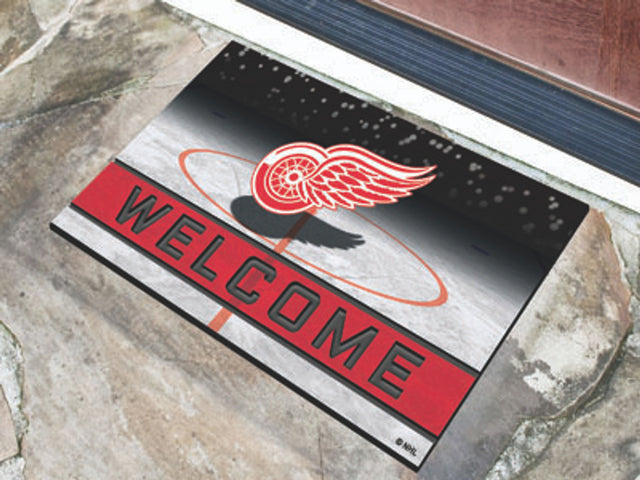 Felpudo Detroit Red Wings 18 x 30 con diseño de miga de goma