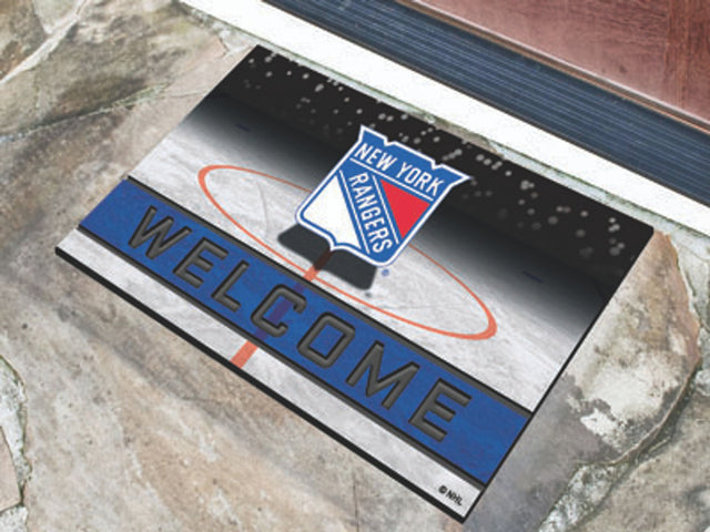 New York Rangers Door Mat 18x30 Welcome Crumb Rubber