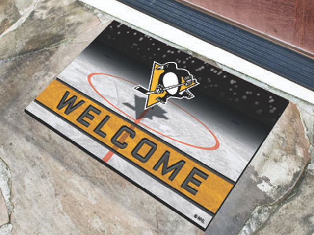 Felpudo Pittsburgh Penguins 18 x 30 de goma granulada de bienvenida