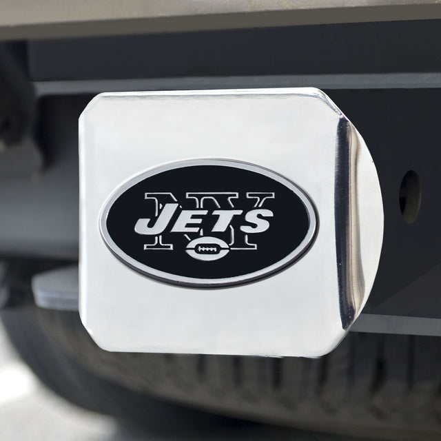 Emblema cromado de la cubierta de enganche de los New York Jets sobre cromo