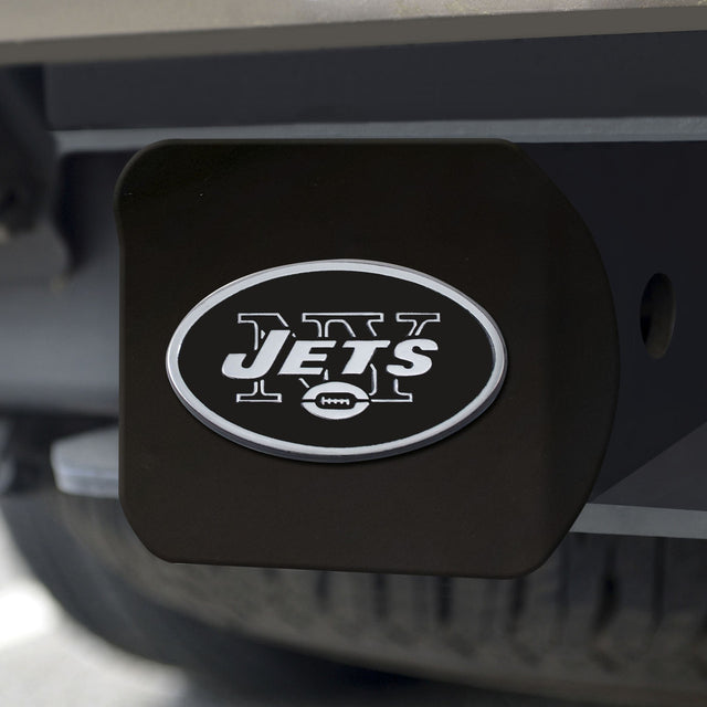 New York Jets Hitch Cover Chrome Emblem on Black