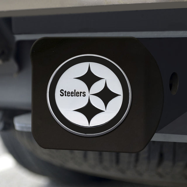 Emblema cromado de la cubierta del enganche de los Pittsburgh Steelers en negro