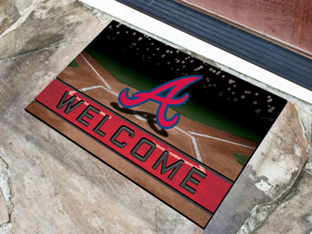 Felpudo de los Atlanta Braves, 18 x 30 pulgadas, goma granulada de bienvenida