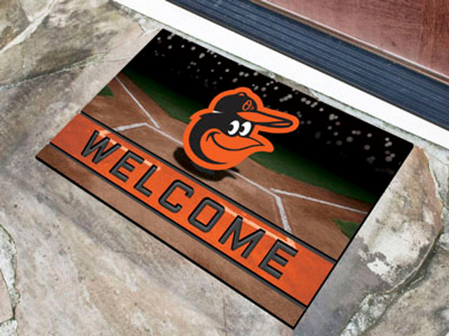 Felpudo Baltimore Orioles 18 x 30 pulgadas, caucho granulado de bienvenida