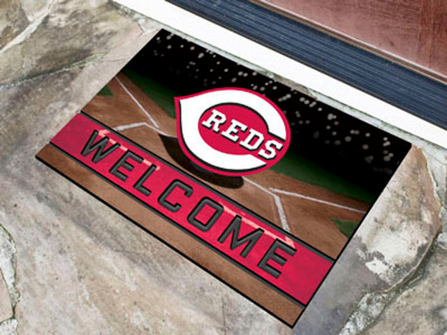 Felpudo Cincinnati Reds 18 x 30 de goma granulada de bienvenida