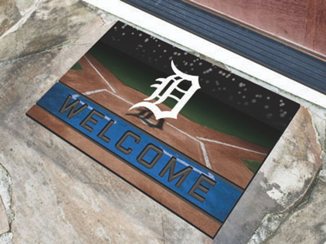 Felpudo de los Detroit Tigers de 18 x 30 pulgadas, diseño de miga de goma