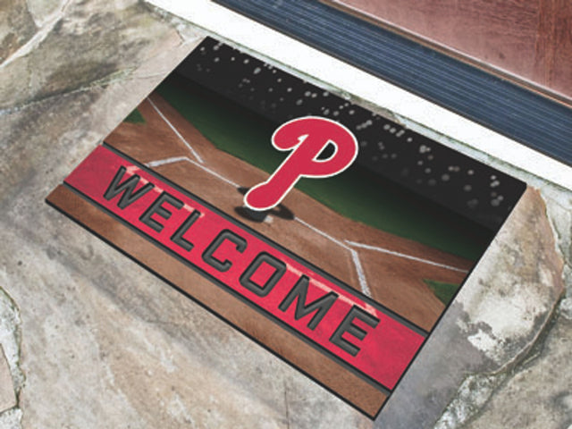 Felpudo de los Philadelphia Phillies, 18 x 30 pulgadas, goma granulada de bienvenida