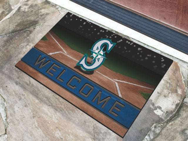 Felpudo de los Seattle Mariners de 18 x 30 pulgadas con diseño de miga de goma