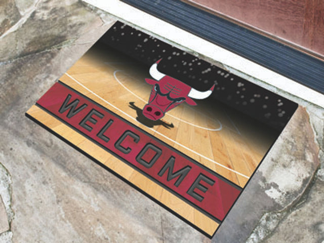 Chicago Bulls Door Mat 18x30 Welcome Crumb Rubber