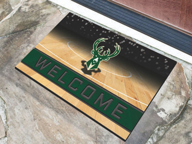 Felpudo de los Milwaukee Bucks de 18 x 30 pulgadas con diseño de miga de goma