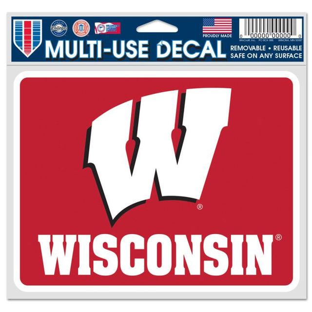 Calcomanías rectangulares para fanáticos de Wisconsin Badgers de 5" x 6"