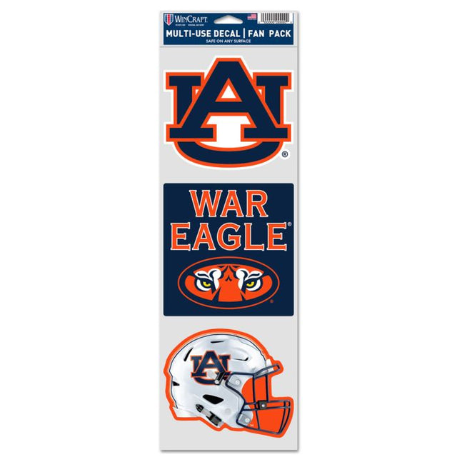 Calcomanías para fanáticos de los Auburn Tigers, paquete de 3, para cascos de fútbol, ​​3,75" x 12"