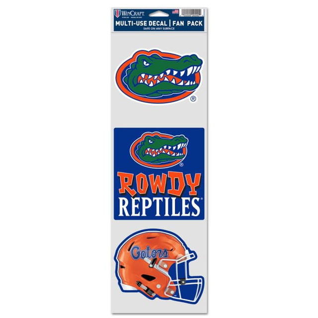 Florida Gators 3 PACK FOOTBALL HELMET Fan Decals 3.75" x 12"