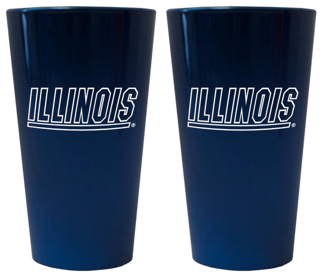 Vaso de pinta de loza lustrosa Illinois Fighting Illini (juego de 2)