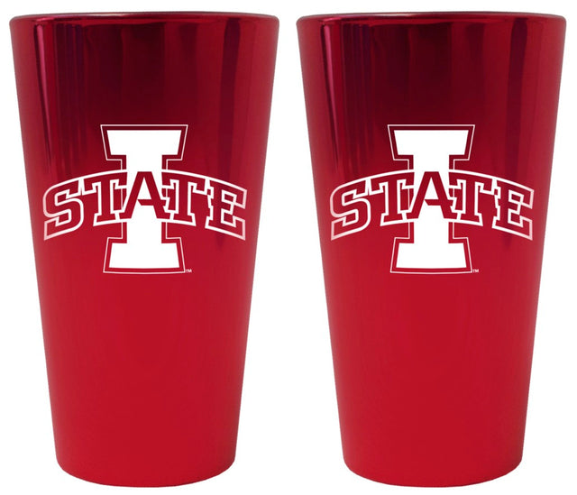 Vaso de pinta de loza lustrosa Iowa State Cyclones (juego de 2)