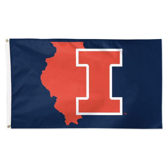 Illinois Fighting Illini State Shape Flag - Deluxe 3' X 5'