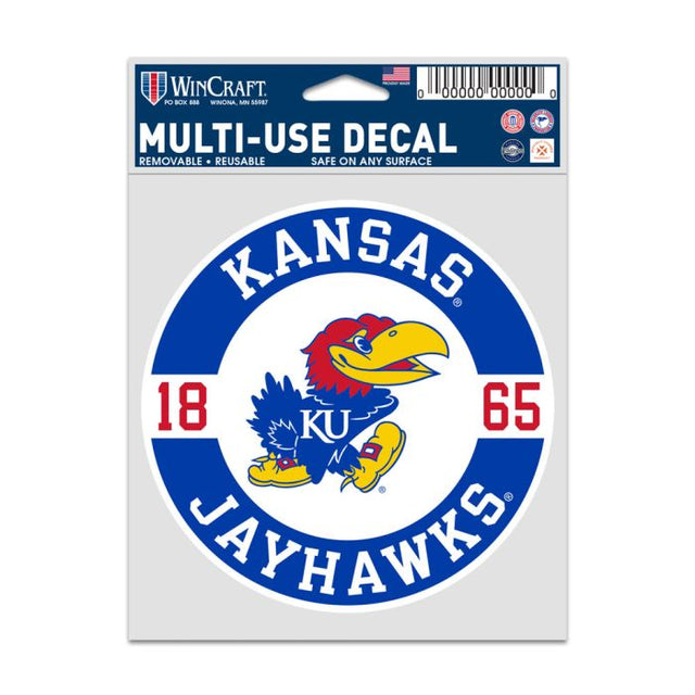 Calcomanías para fanáticos de Kansas Jayhawks PATCH de 3,75" x 5"