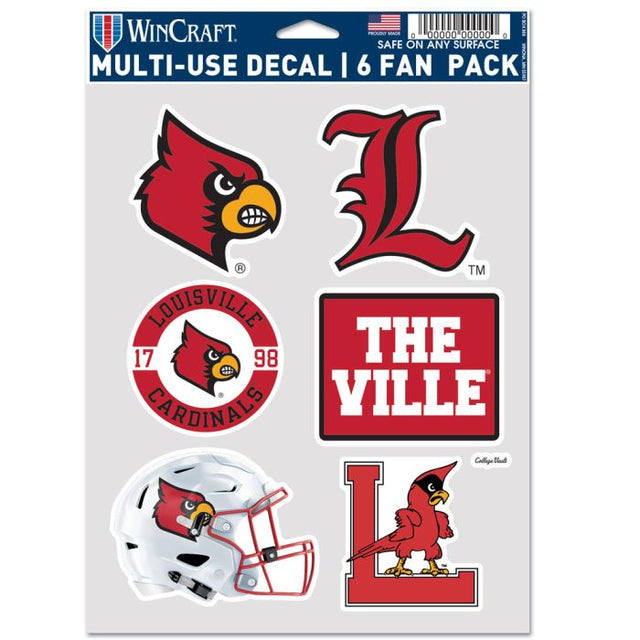 Paquete de 6 cascos multiusos para fanáticos de los Louisville Cardinals/College Vault