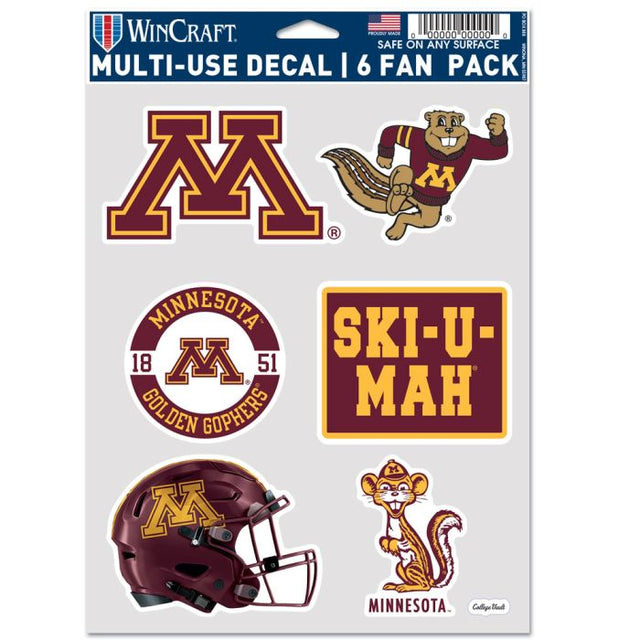 Paquete de 6 cascos multiusos para 6 fanáticos de Minnesota Golden Gophers/College Vault