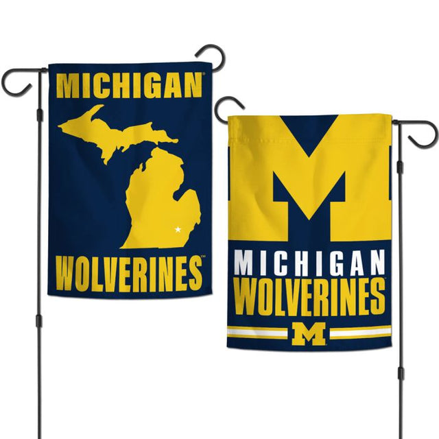 Banderas de jardín con la ubicación de los Michigan Wolverines, de 2 lados, 12,5" x 18"