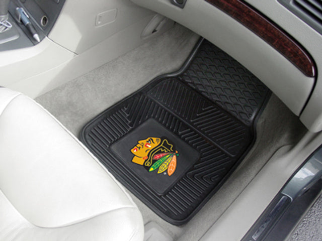 Alfombrillas de vinilo resistentes de 2 piezas para coche de los Chicago Blackhawks