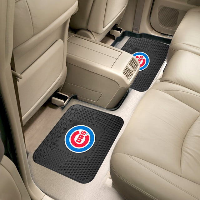 Alfombrillas de vinilo resistentes para asiento trasero de Chicago Cubs, paquete de 2