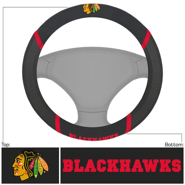 Chicago Blackhawks Steering Wheel Cover Mesh/Stitched