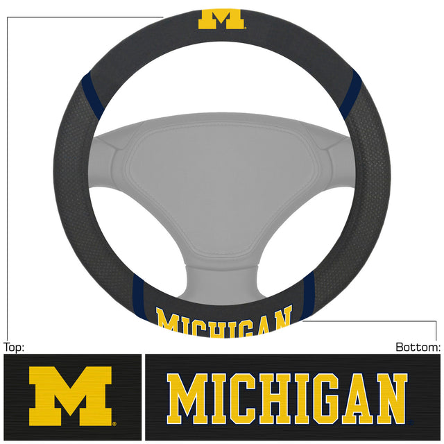 Michigan Wolverines Steering Wheel Cover Mesh/Stitched