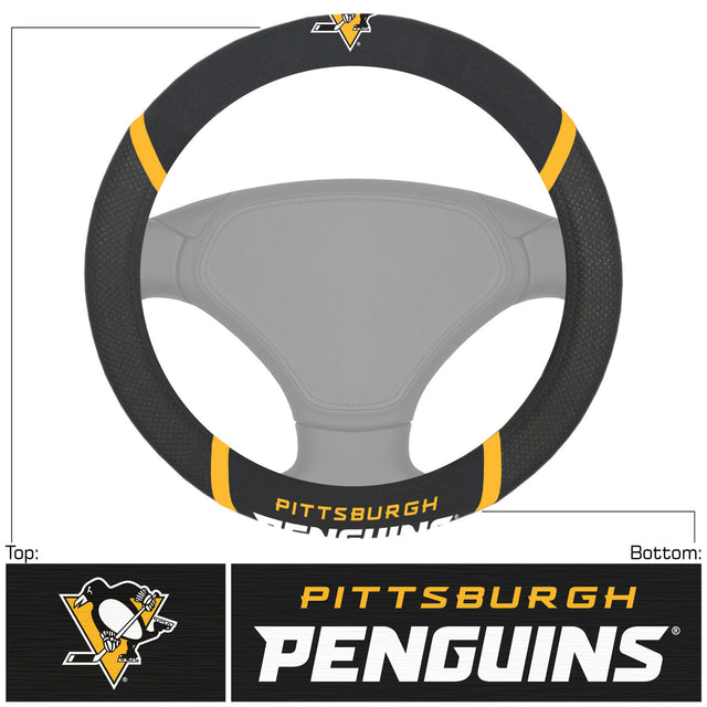 Pittsburgh Penguins Steering Wheel Cover Mesh/Stitched