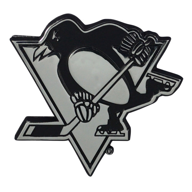 Emblema de metal cromado premium para automóvil de los Pittsburgh Penguins