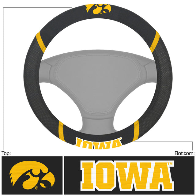 Iowa Hawkeyes Steering Wheel Cover Mesh/Stitched