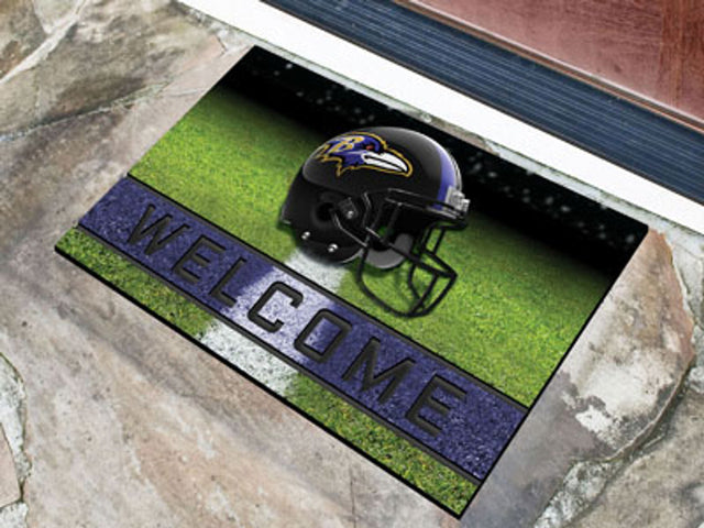 Felpudo de los Baltimore Ravens de 18 x 30 pulgadas con diseño de miga de goma