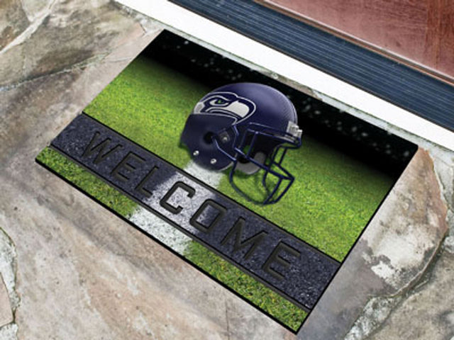 Felpudo de los Seattle Seahawks de 18 x 30 pulgadas, caucho granulado de bienvenida