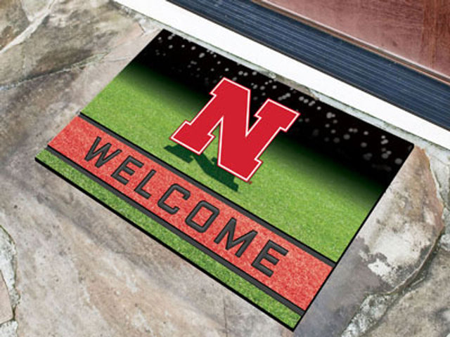 Felpudo de goma granulada de 18 x 30 cm de los Nebraska Cornhuskers