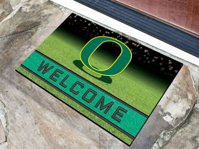 Felpudo Oregon Ducks de 18 x 30 pulgadas, diseño de bienvenida con textura de caucho granulado