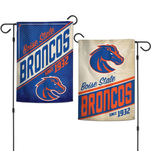 Banderas de jardín retro de los Boise State Broncos, de 2 lados, 12,5" x 18"