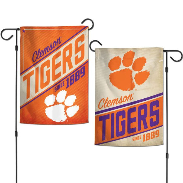 Banderas de jardín retro de Clemson Tigers, de 2 lados, 12,5" x 18"