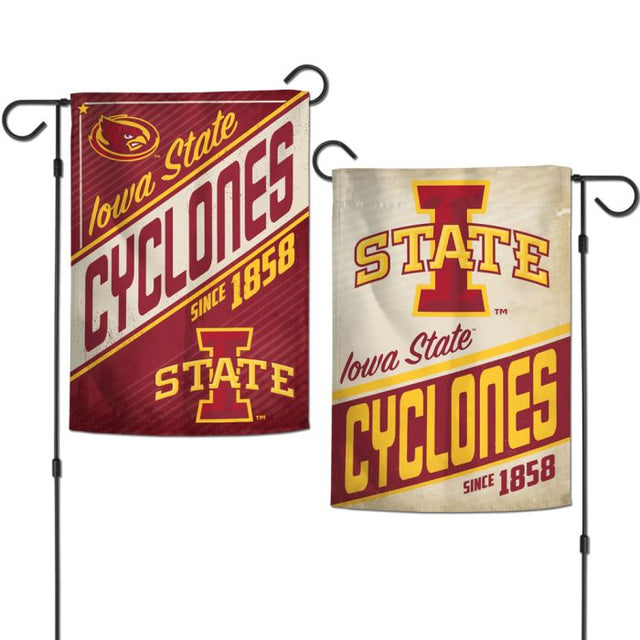 Banderas de jardín retro de Iowa State Cyclones de 2 lados, 12,5" x 18"