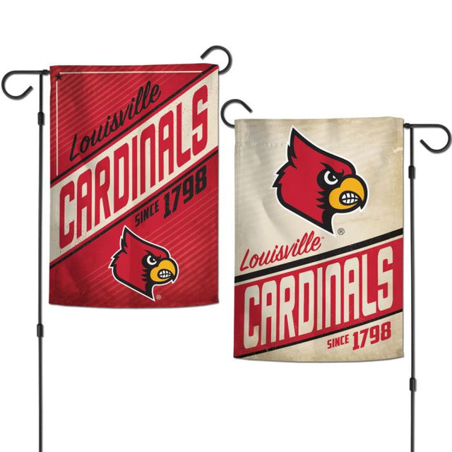 Banderas de jardín retro de los Louisville Cardinals, de 2 lados, 12,5" x 18"