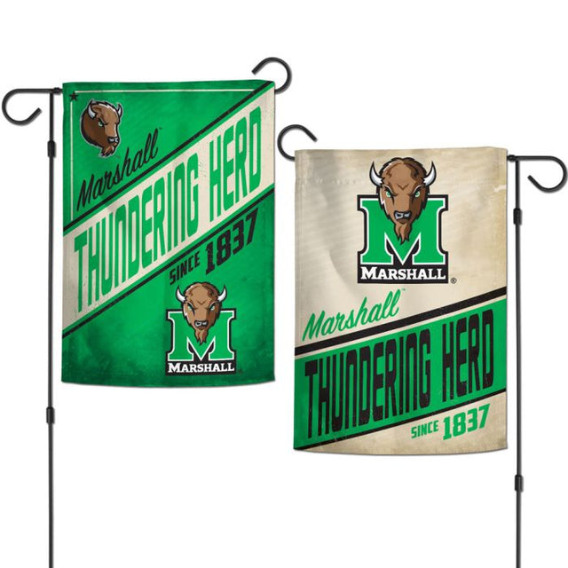 Banderas de jardín retro de Marshall Thundering Herd de 2 lados, 12,5" x 18"