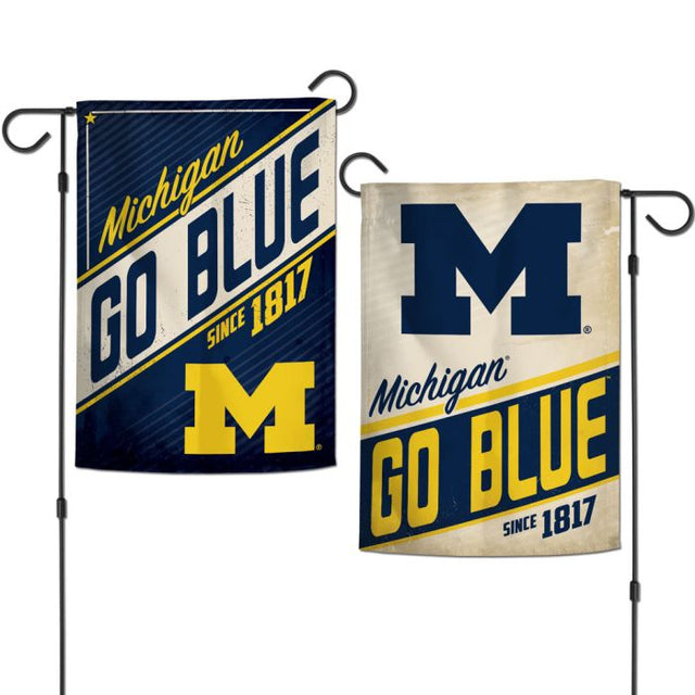 Banderas de jardín retro de los Michigan Wolverines, de 2 lados, 12,5" x 18"