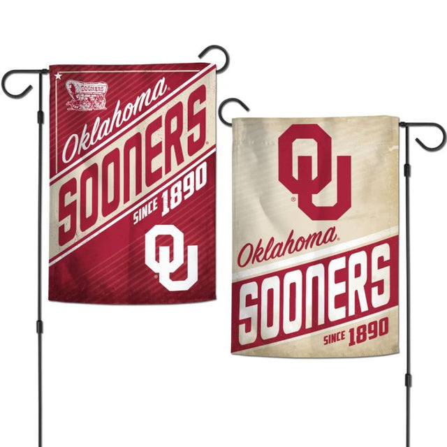 Banderas de jardín RETRO de Oklahoma Sooners, de 2 lados, 12,5" x 18"