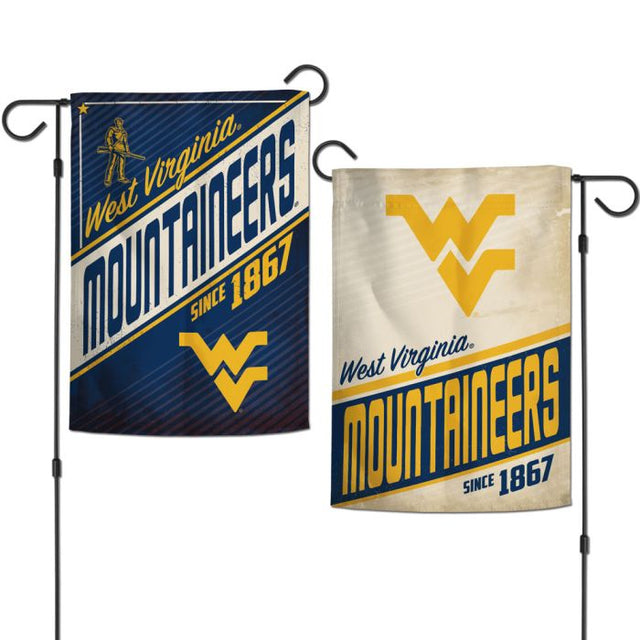 Banderas de jardín retro de los West Virginia Mountaineers, de 2 lados, 12,5" x 18"