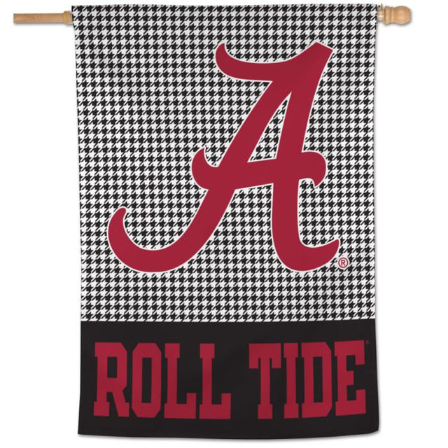 Bandera vertical de Alabama Crimson Tide/Houndstooth HOUNDSTOOTH; ROLL TIDE de 28" x 40"