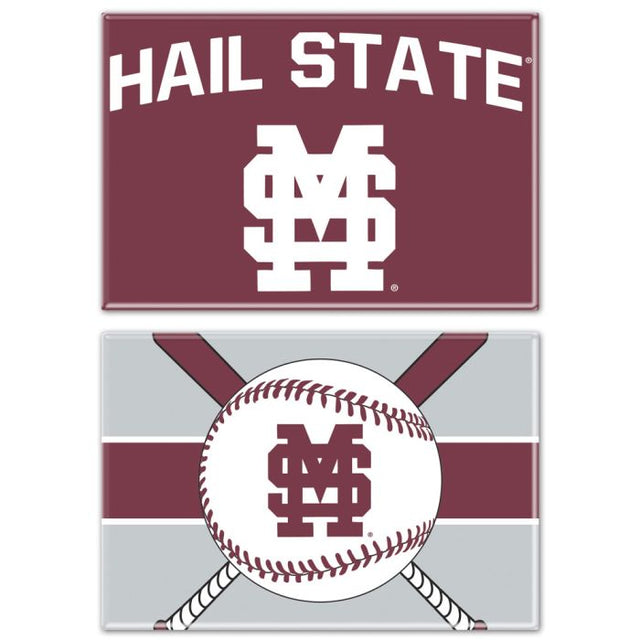 Mississippi State Bulldogs BASEBALL Rectangle Magnet, 2pack 2" x 3"